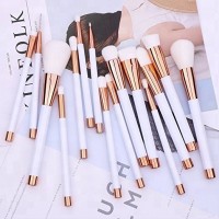 China Manufacturers 15Pcs Professional Synthetic Cosmetic Brushes White And Gold Makeup Brushes Private Label