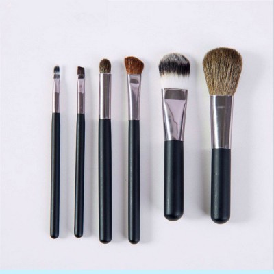 Natural Hair Personalized 6PCS Black Eyeshadow Eyebrow Makeup Brush Set