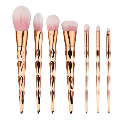 7PCS Rose-Gold Cosmetics Rhinestone Cheap Makeup Brush Set Diamond Eyeshadow Brush